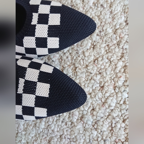 VIVAIA Pointed-Toe Ballet Flats Aria 5° Stretch Knit Checkered Flats size 7.5 - Picture 8 of 15
